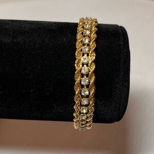 New Fifth Avenue Gold and Austrian Crystal tennis Bracelet. Lead & Nickel free